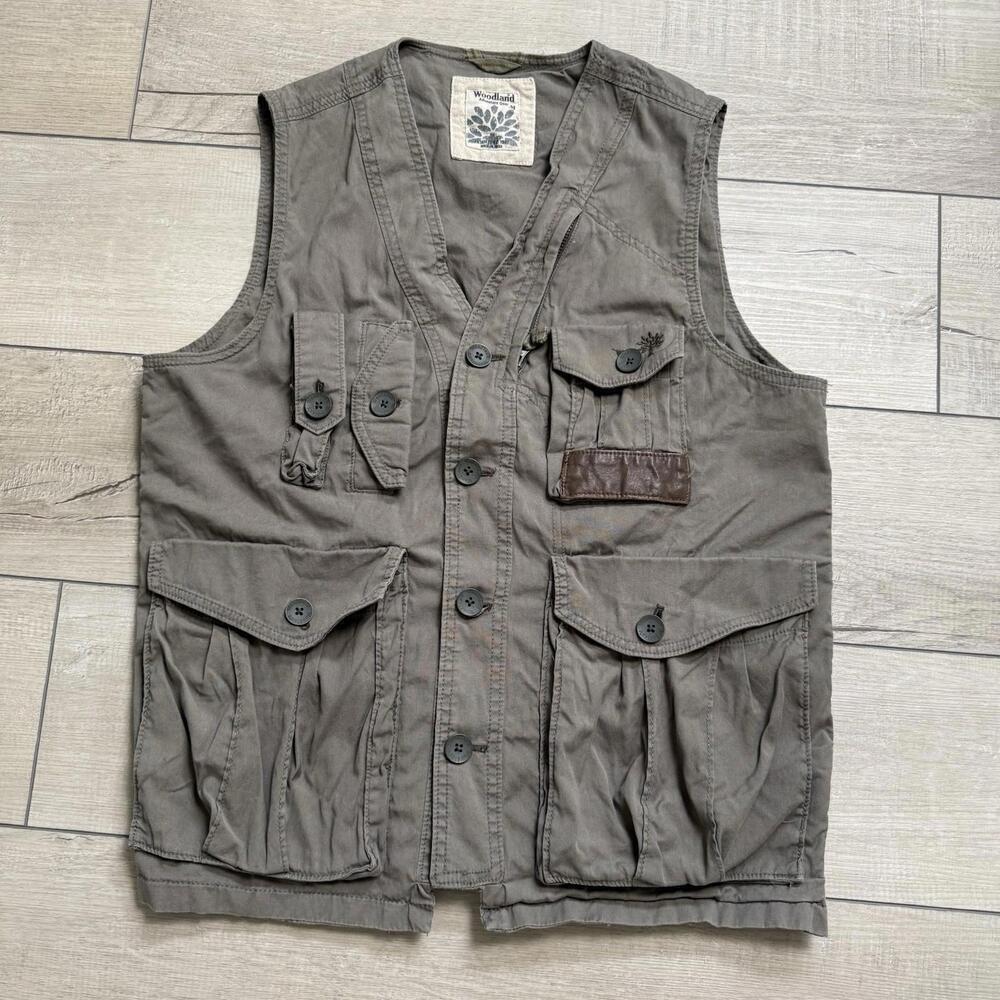 Woodland Adventure Gear Utility Vest Olive Green Sz M Outdoor Multi Pocket Hike
